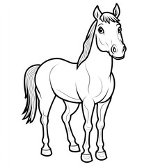 Obraz premium Simple Horse Outline Drawing Coloring Book Page for Kids