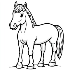 Obraz premium Simple Horse Outline Drawing Coloring Book Page for Kids