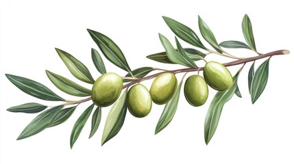 Delicious green olives with leaves, isolated on white background. 