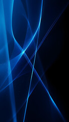 Fondo de líneas azules brillantes con fondo negro. Fibras de luz