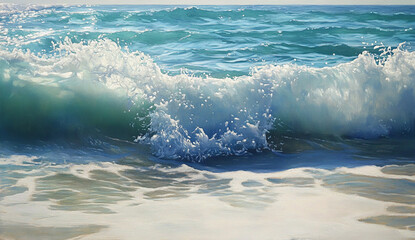 Obraz premium the ocean with waves, blue water, and light white foam