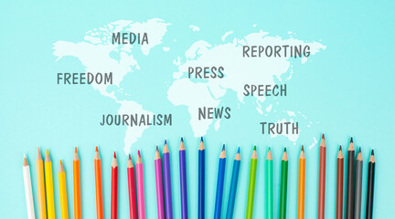 World press freedom day, censorship, free speech and journalism, censored media, discrimination of...