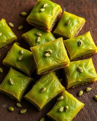 Delicious Persian Baklava with Pistachio and Saffron Glaze