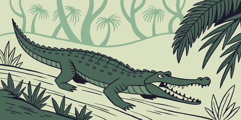 illustration crocodile vector graphic