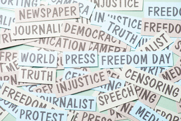 World press freedom day, censorship, free speech and journalism, censored media, discrimination of opinion, cancel culture