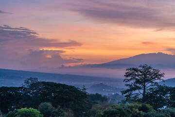 View towards Batu city , Malang, Indonesia from the top of the hill