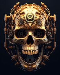 Golden Mechanical Skull
