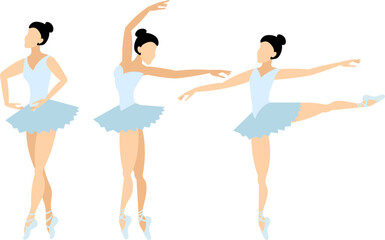 Vector people. Performance of ballet dancers.  Beautiful ballerina dances classical ballet. Vector illustration isolated