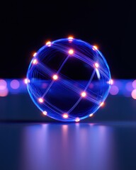 A mesmerizing light globe with blue and orange glowing elements on a dark background, perfect for creative projects.