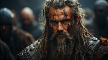 Obraz premium Viking portraits after the battle. ,.Generative AI