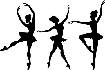 Vector people. Ballet dancers icon. Silhouette of a ballerina. A cute ballerina dances classical ballet. Vector illustration isolated
