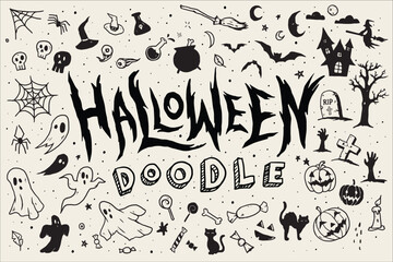 Naklejka premium halloween doodles