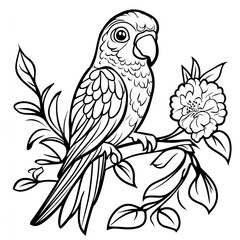 Naklejka premium Parrot Vector Coloring Page Simple Illustrations for Kids