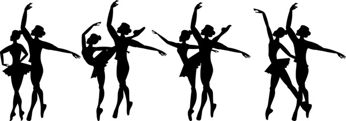 Vector people. Ballet couple. Ballet dancers icon. Dancing couple silhouette set. A ballet couple dances ballet. Vector illustration isolated