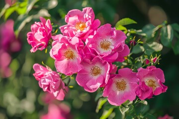 Beautiful pink roses and flowers bunch closeup.