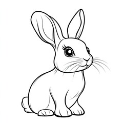 Obraz premium Adorable Rabbit Coloring Page Simple Illustration for Kids