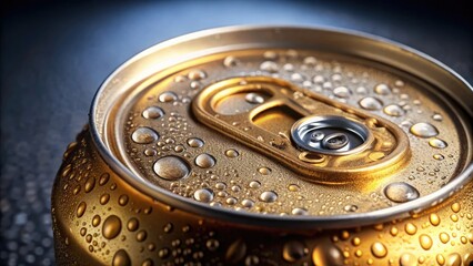 Close-up of a beer can with a slight condensation on the surface, beer bottle substitute, drink bottle