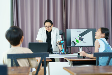 Group of diverse children enjoy learning about the STEM.