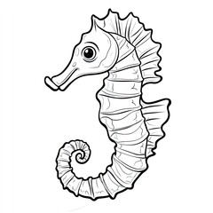 Obraz premium Seahorse Outline Illustration Simple Coloring Page for Kids