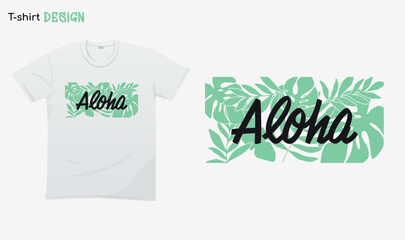"Aloha vibes". aloha vibes design. Aloha hawaii vibes illustration. Summer vibes. Aloha only. T-shirt mock up vector. Eps 10 vector © iCreativePrints