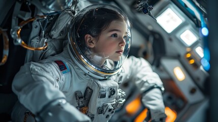 Young Astronaut Preparing for Exciting Spacewalk Adventure Outside