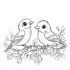 Obraz premium Simple Bird Coloring Page Easy Illustration for Kids Books