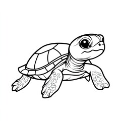 Fototapeta premium Simple Turtle Outline Drawing Coloring Book Page for Kids