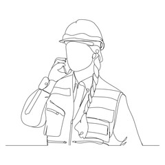 dessin en ligne continue d'une femme au travail, line art, vecteur	
