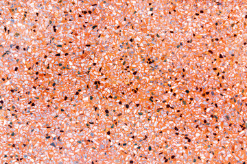 Italian decor mosaic terrazzo natural red granite stone, colorful texture marble chips pattern, flooring texture or wall decoration surface abstract background.