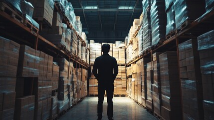 Logistics Expert Overseeing Inventory in Warehouse Environment