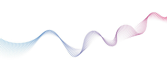 Fototapeta premium Flowing Dot Wave halftone gradient pattern on transparent background 