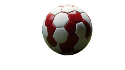 Red and white color Football isolated on transparent background. Copy space.