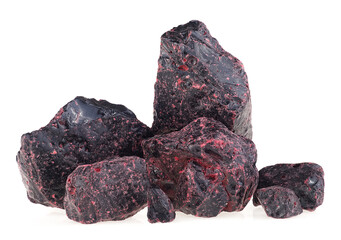 Dragon's blood - bright red resin isolated on a white background. Resin from Calamus, Pterocarpus, Croton, Dracaena and Daemonorops. Alternative medicine. © domnitsky