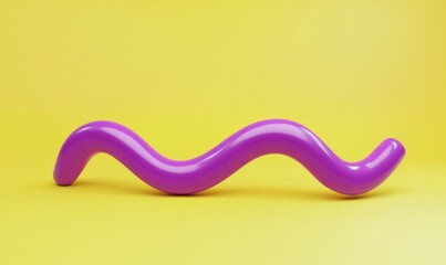 Abstract purple wavy shape on yellow background.