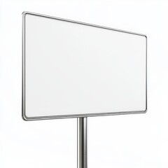 Obraz premium Blank rectangular sign on a metal pole, isolated on white background.