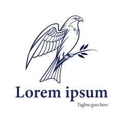 Bird line icon logo vector design .