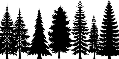 Coniferous Tree Silhouette Forest Illustration