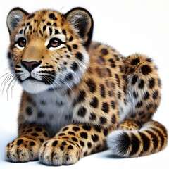 Fototapeta premium close up of a leopard with white background