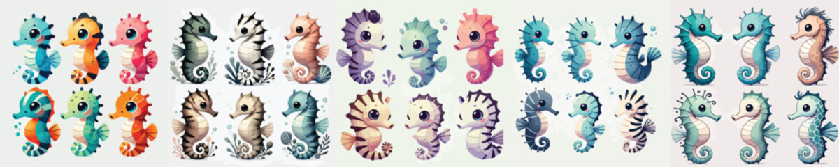 collection of cute and colorful seahorse vectors © sarah16blakeyxh2