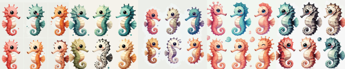 collection of cute and colorful seahorse vectors