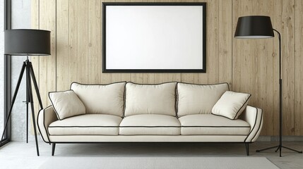 Modern Living Room with Cozy Sofa and Minimalist Decor Elements