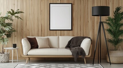 Cozy Living Room Interior with Sofa and Decorative Elements