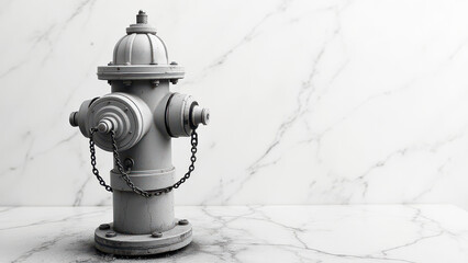 Fototapeta premium Grey fire hydrant on marble background