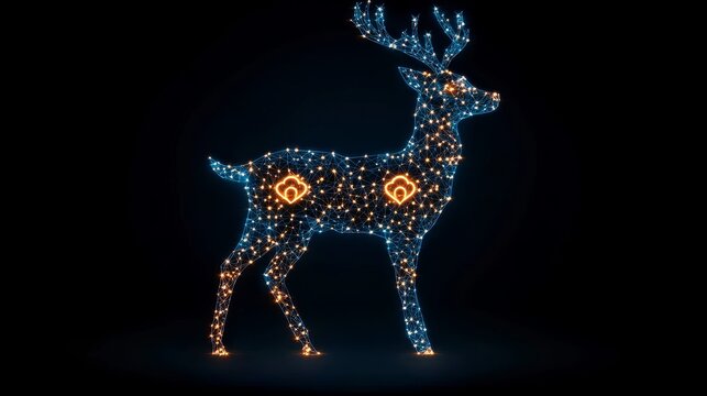 Luminous Reindeer Constellation Art Digital Artwork