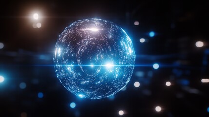 Obraz premium Luminous Sphere Abstract Digital Art Futuristic Glow