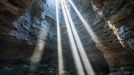 Sunbeams Illuminating a Mysterious Cave