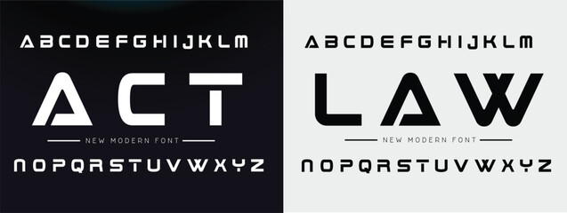 Design Modern abstract digital alphabet font. Minimal technology typography, Creative urban sport fashion futuristic font and with numbers. vector illustration. © DesignerST