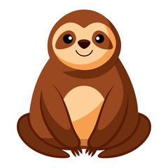 Sloth sitting on the ground cartoon animal design vector illustration on white background