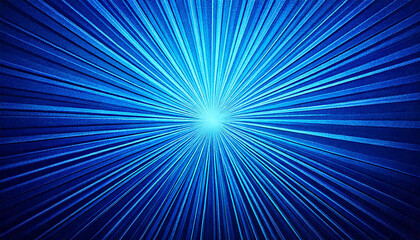 Pop art halftone background. Comic starburst pattern. Cartoon sunburst effect. Blue banner with dots and rays. Vintage duotone texture. Vector illustration. Superhero banner. Gradient wow design.