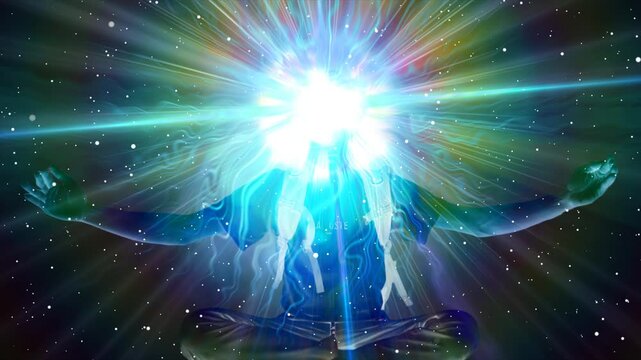 Silhouette of a person meditating and opening the third eye chakra
